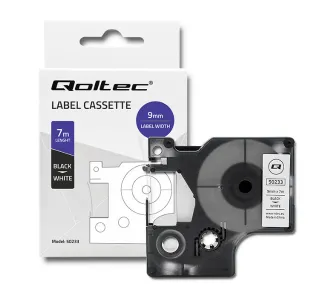 Taśma Qoltec do DYMO D1 40913 | 9mm x 7m | Biała/ Czarny nadruk