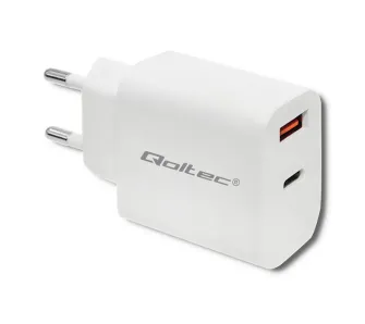 Ładowarka sieciowa Qoltec 51714 USB-A USB-C 18W Biały