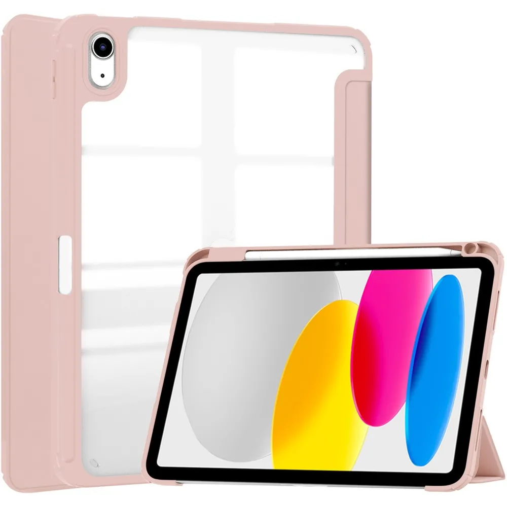 Etui na tablet Bizon Case Tab Clear Matt z klapką do iPad 11 gen. 2025 / 10 gen. 2022 Różowozłoty