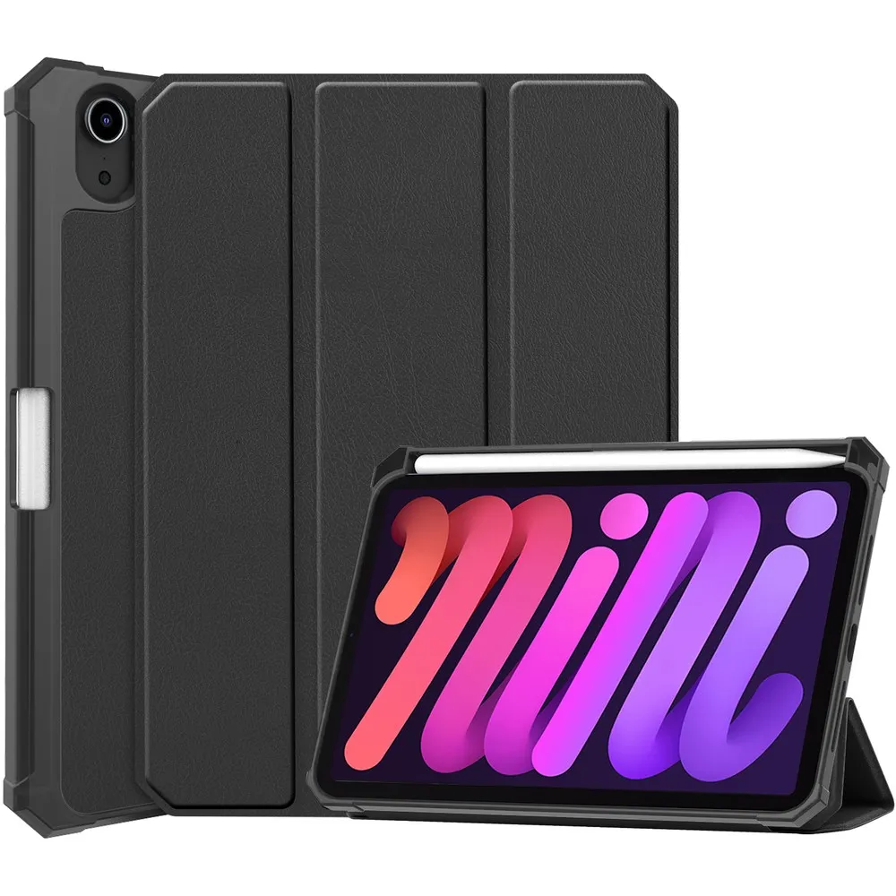 Etui na tablet Bizon Case Tab Lizard z klapką do do iPad Mini 7 2024 / 6 2021 Czarny