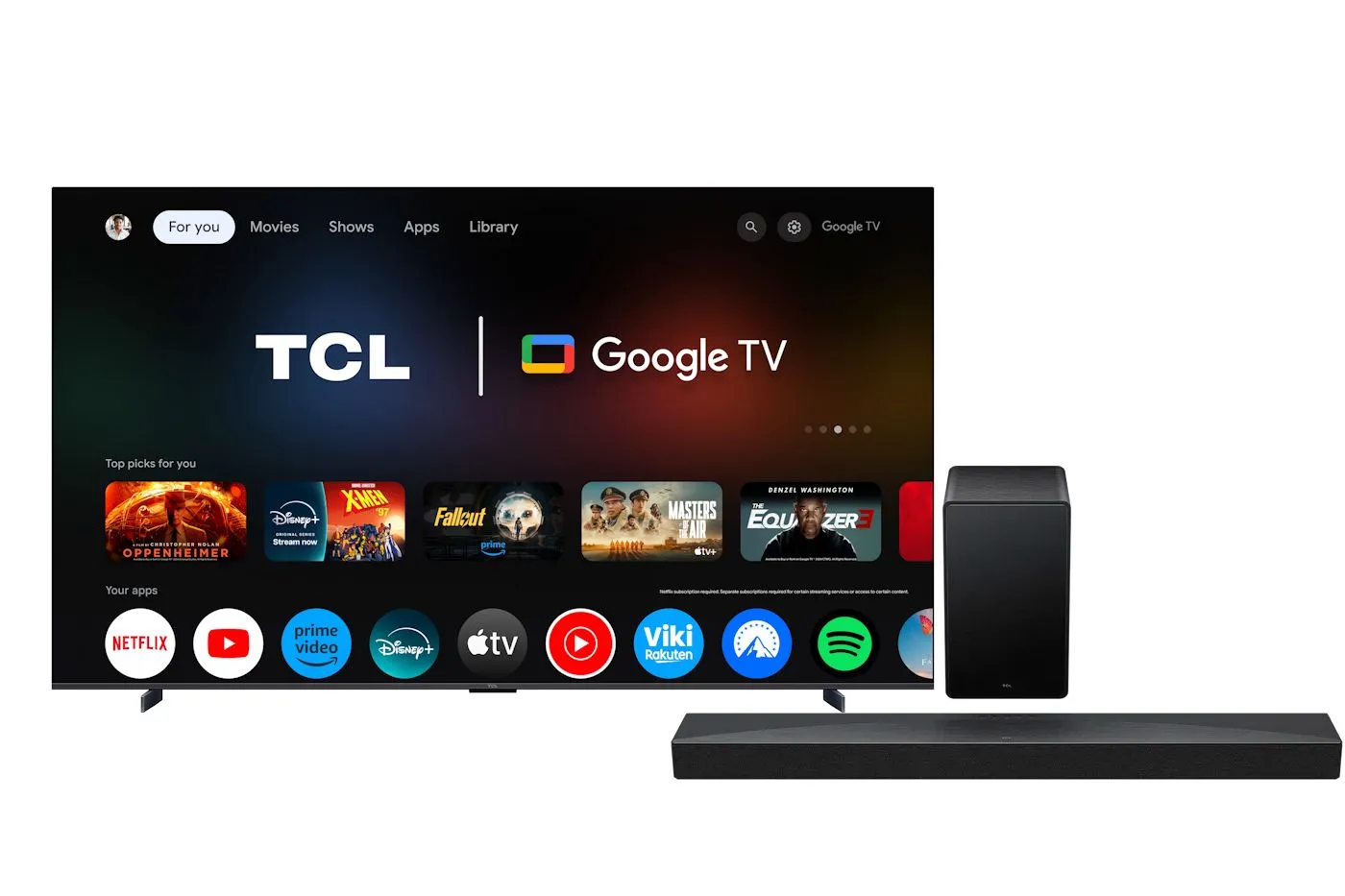 TCL 98P8K 98" QLED 4K 144Hz Google TV Dolby Vision Dolby Atmos HDMI 2.1 DVB-T2 + Soundbar TCL Q65H