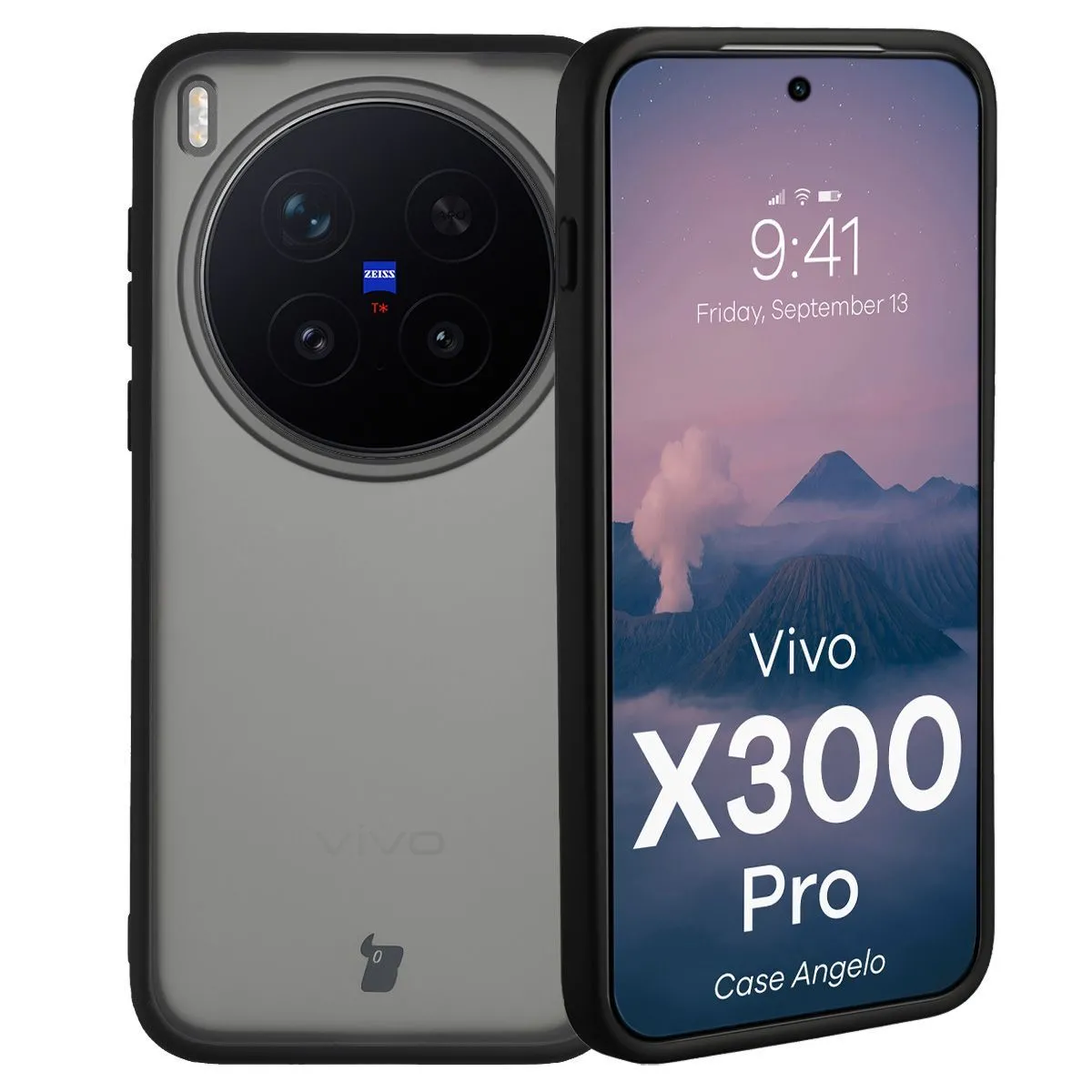 Etui Bizon Angelo do Vivo X300 Pro Przydymiony-czarny