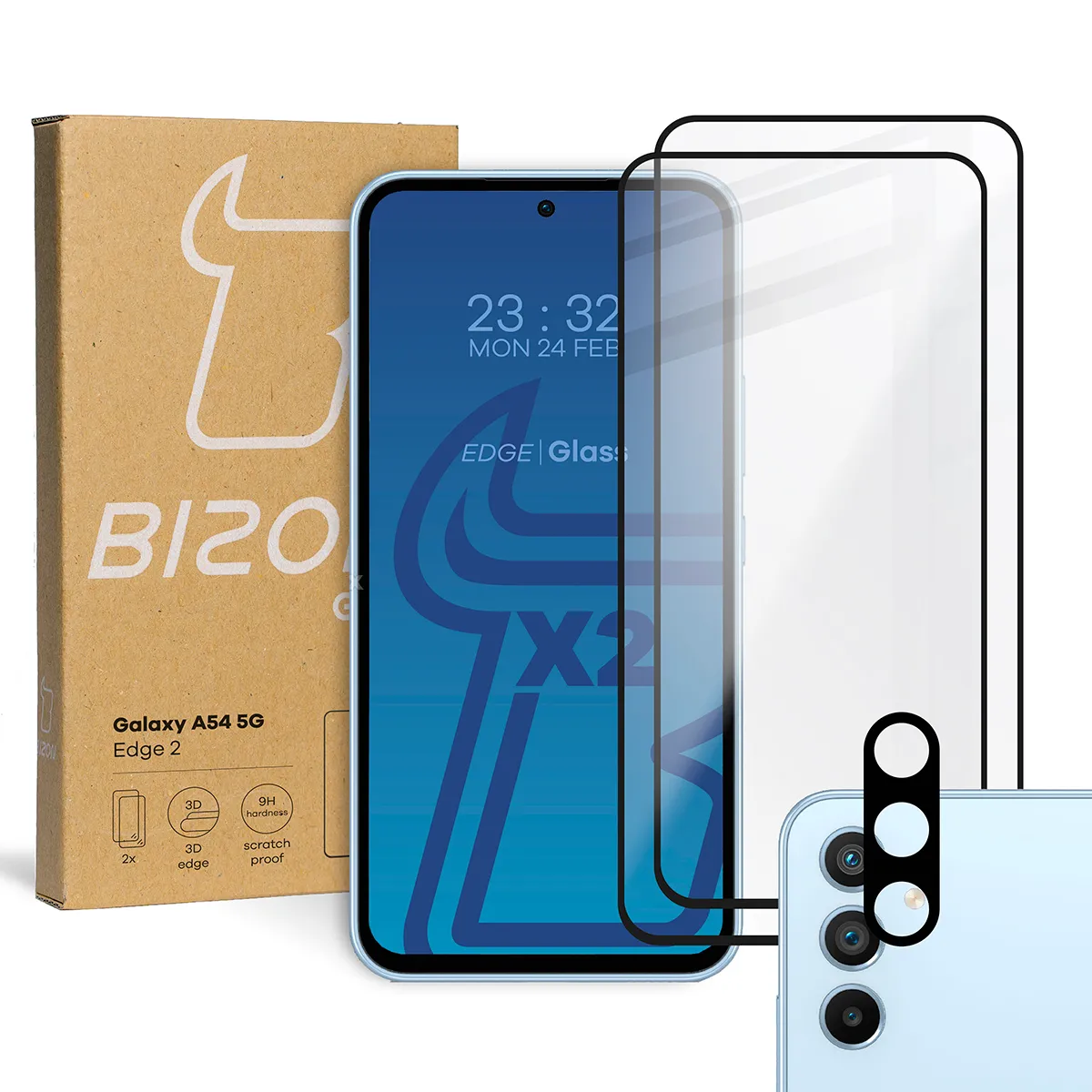Zestaw ochronny Bizon 2x Szkło + szybka na aparat Edge 2 Pack do Samsung Galaxy A54 5G