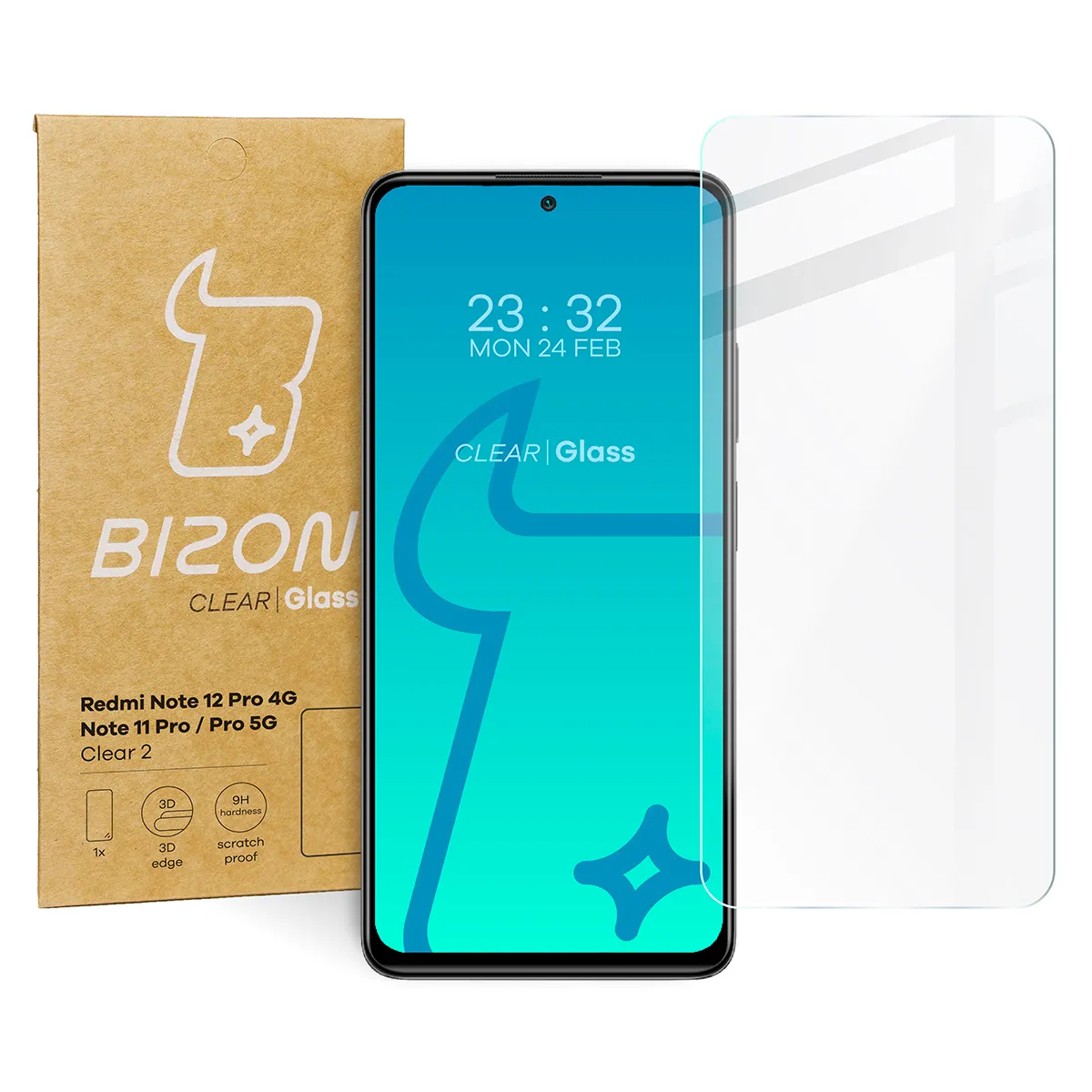 Szkło hartowane Bizon Clear 2 do Xiaomi Redmi Note 12 Pro 4G / 11 Pro 4G/5G