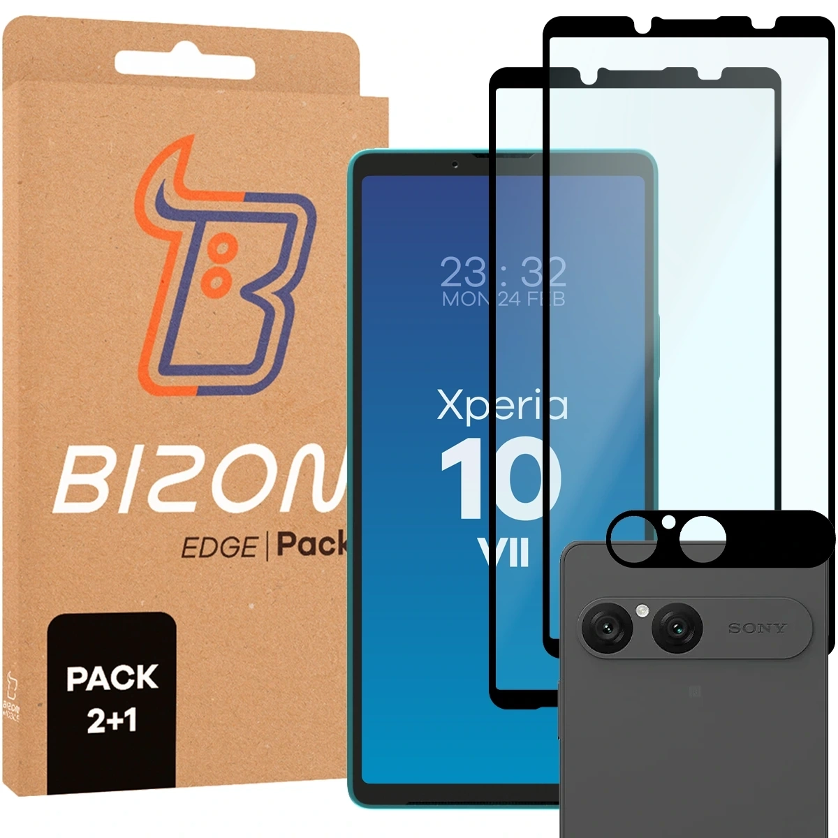 Zestaw ochronny Bizon 2x Szkło + szybka na aparat Edge Pack do Sony Xperia 10 VII