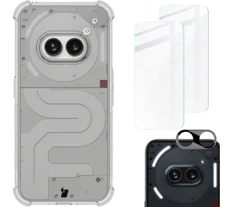 Etui Bizon elastyczne etui + 2x szkło hartowane + szkło na aparat Clear Pack do Nothing Phone (2a)