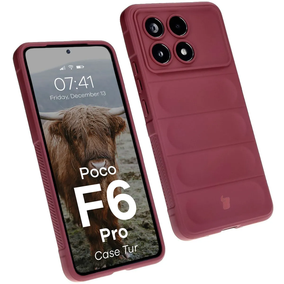 Etui Bizon Tur do Xiaomi Poco F6 Pro Burgundowy