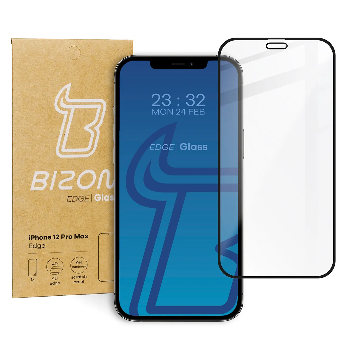 Szkło hartowane Bizon pełne Edge do iPhone 12 Pro Max
