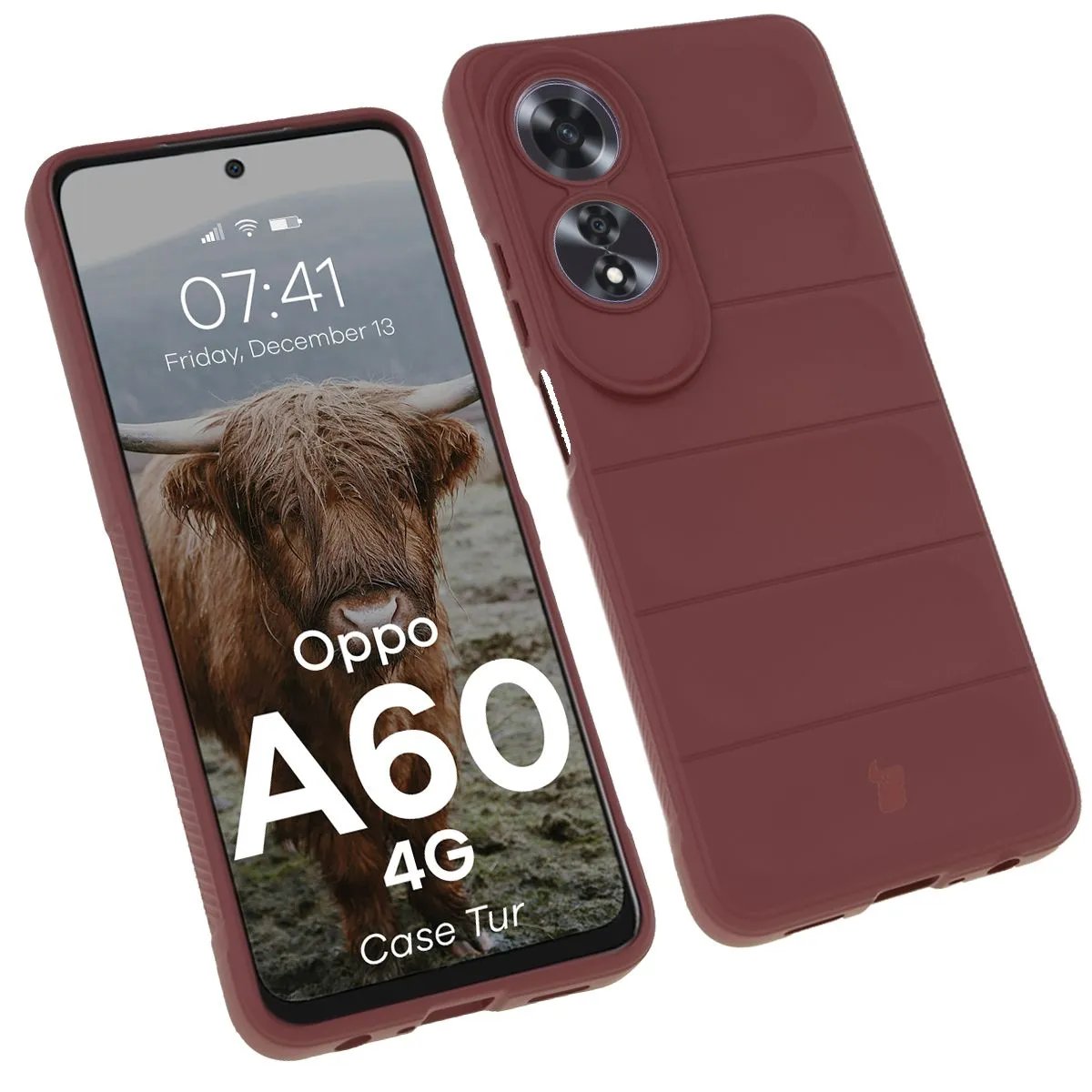 Etui Bizon Tur do Oppo A60 4G Burgundowy