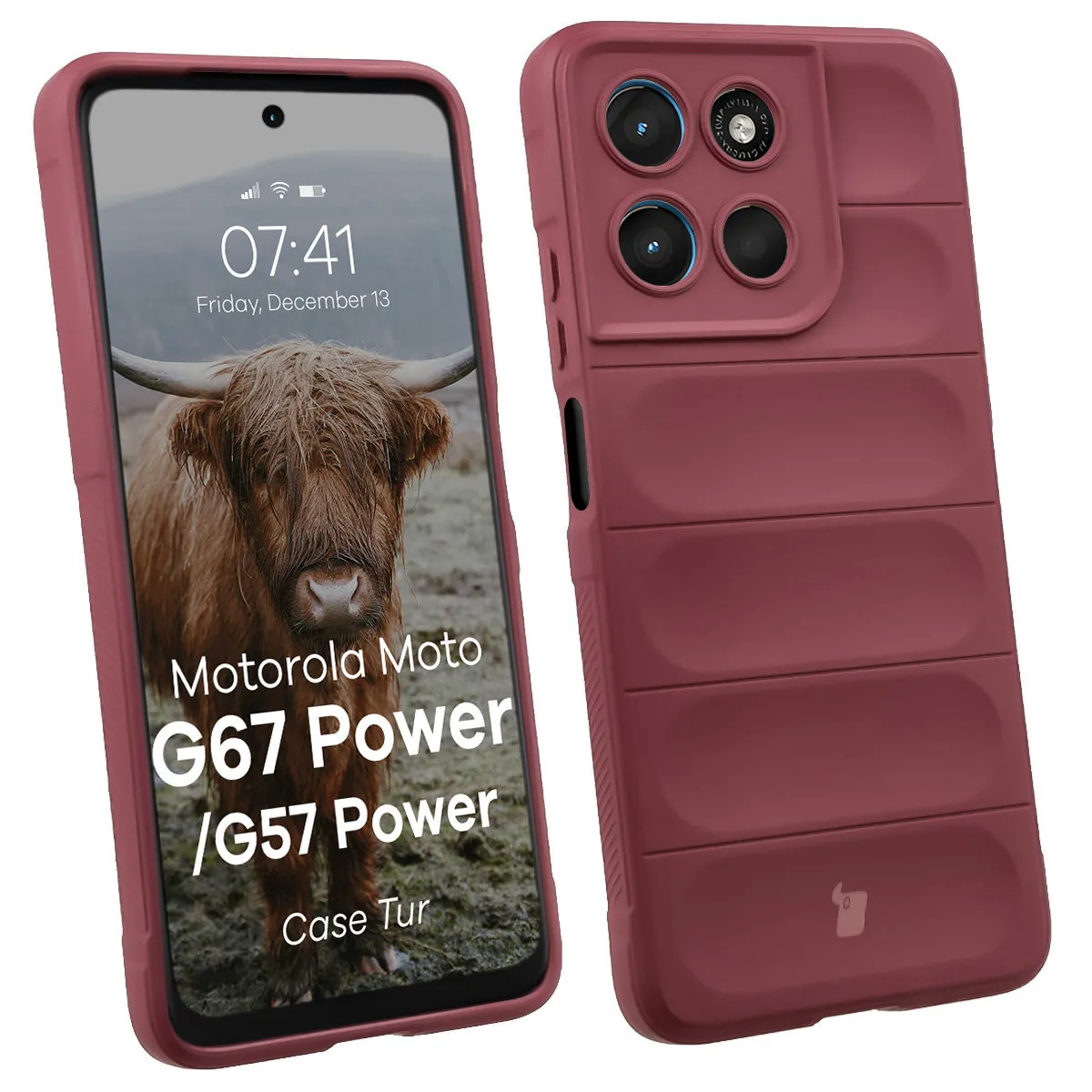 Bizon Tur do Motorola Moto G57 Power / Motorola Moto G67 Power Burgundowy