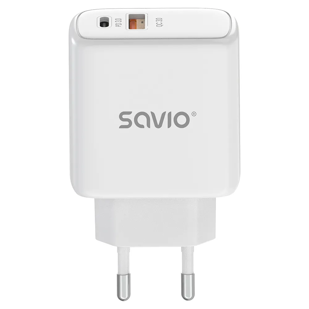 Ładowarka sieciowa Savio LA-12 USB-A USB-C 20W Biały
