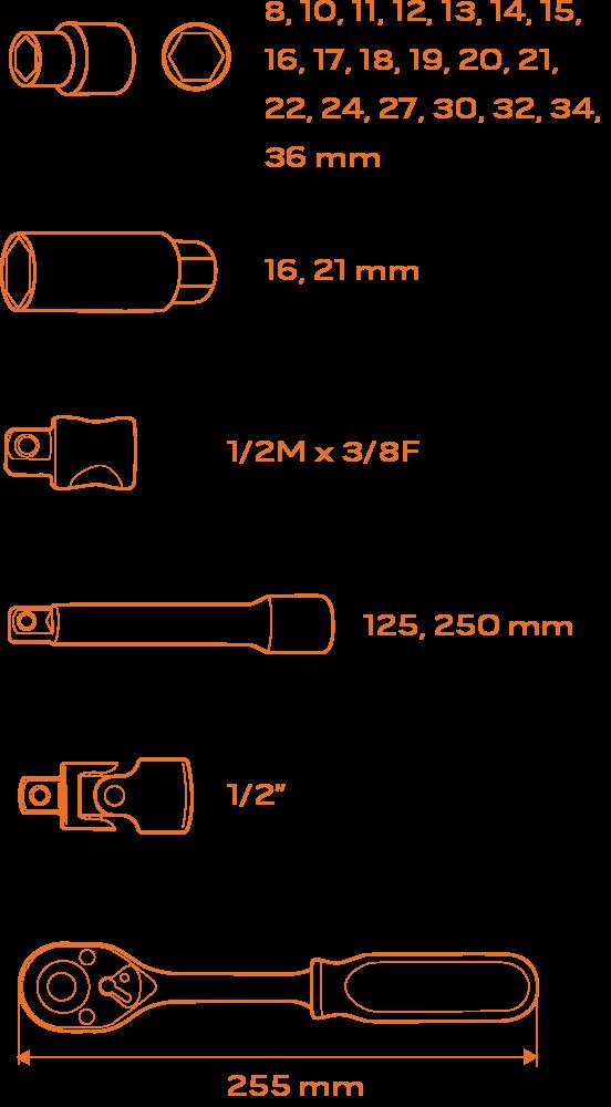 NEO Tools 84-238 1/2" 27 szt.