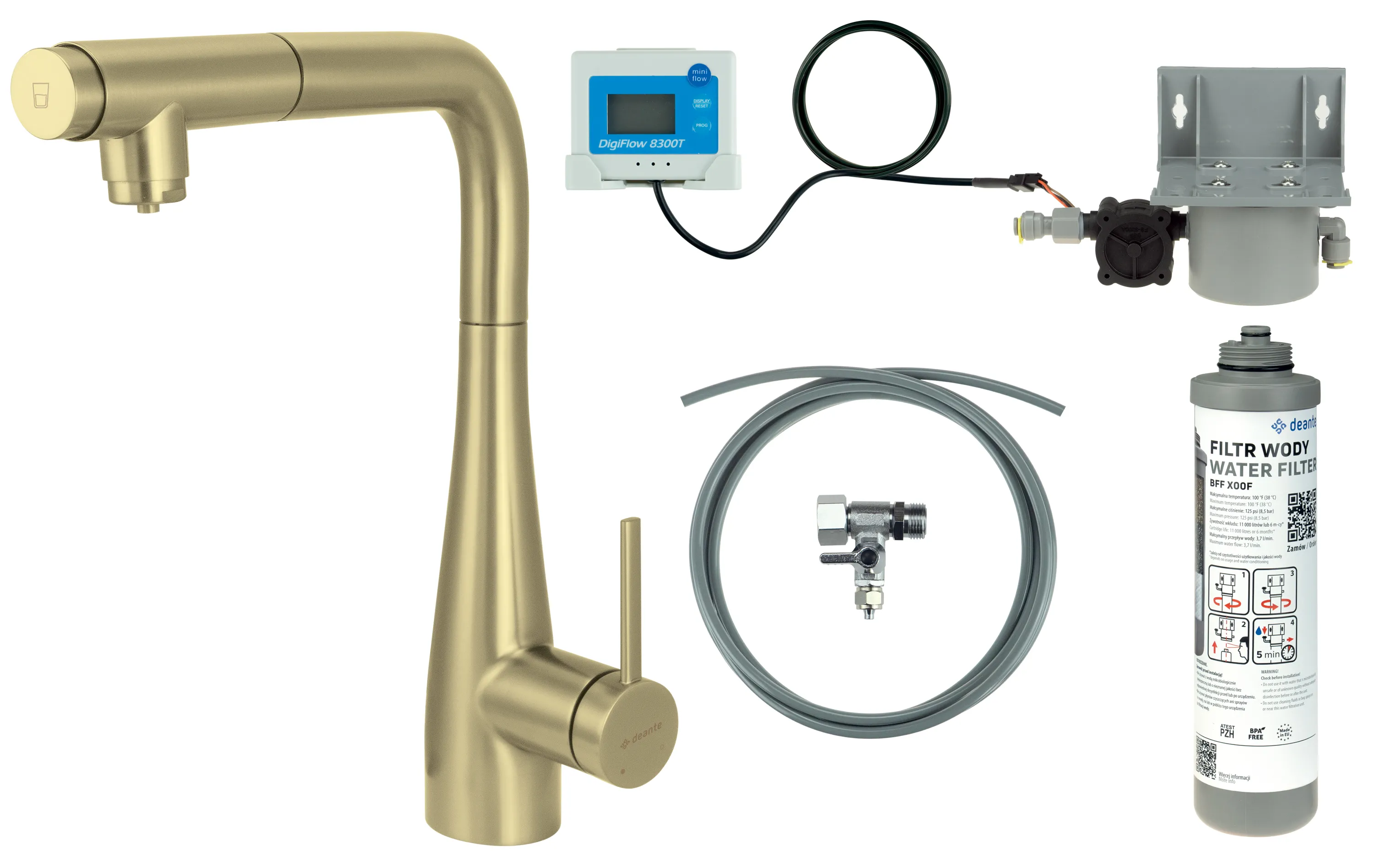 Bateria Deante Eridan BREFR75M Złoty Stal szlachetna