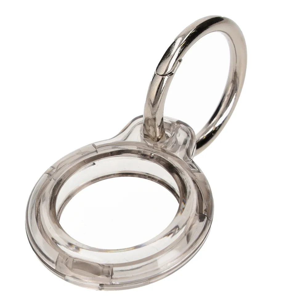 Etui Bizon z kółkiem do kluczy Case Locator Keychain do AirTag Przezroczysto-czarny