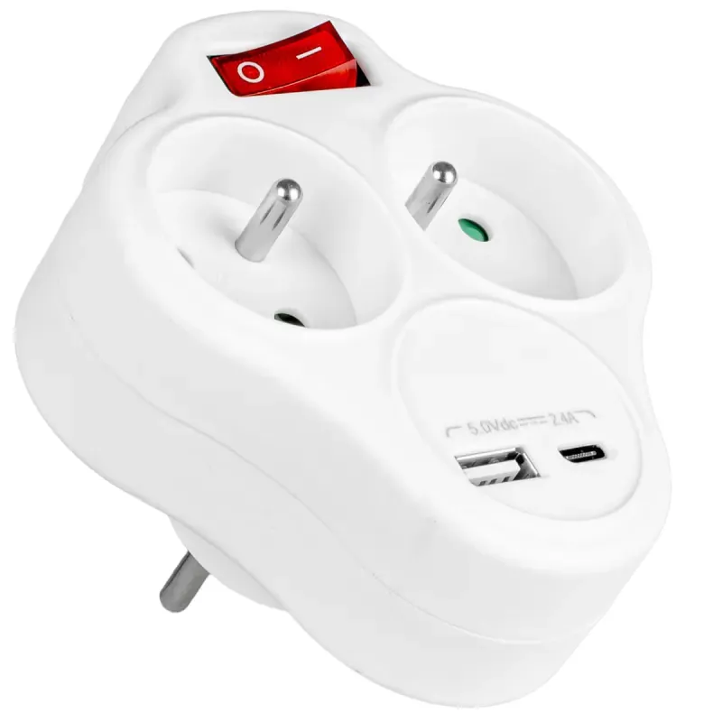 Rozgałęziacz Vayox VA0284 2 gniazda USB-C USB-A Biały