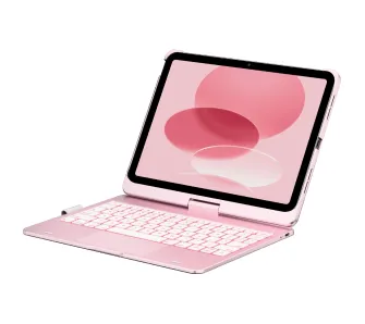 Etui na tablet Typecase Flexbook Touch z klawiaturą do iPad 11" A16 2025/iPad 10.9" 2022 Jasno różowy