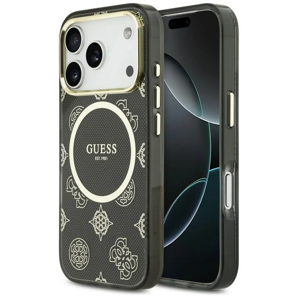 Etui Guess IML Peony Dot MagSafe do iPhone 17 Pro Czarny