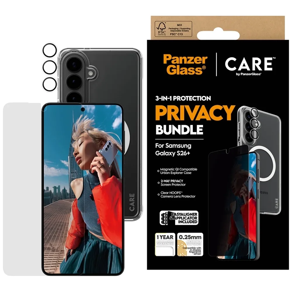 Zestaw ochronny PanzerGlass Privacy 3w1 Etui+Szkło+Lens do Galaxy S26+