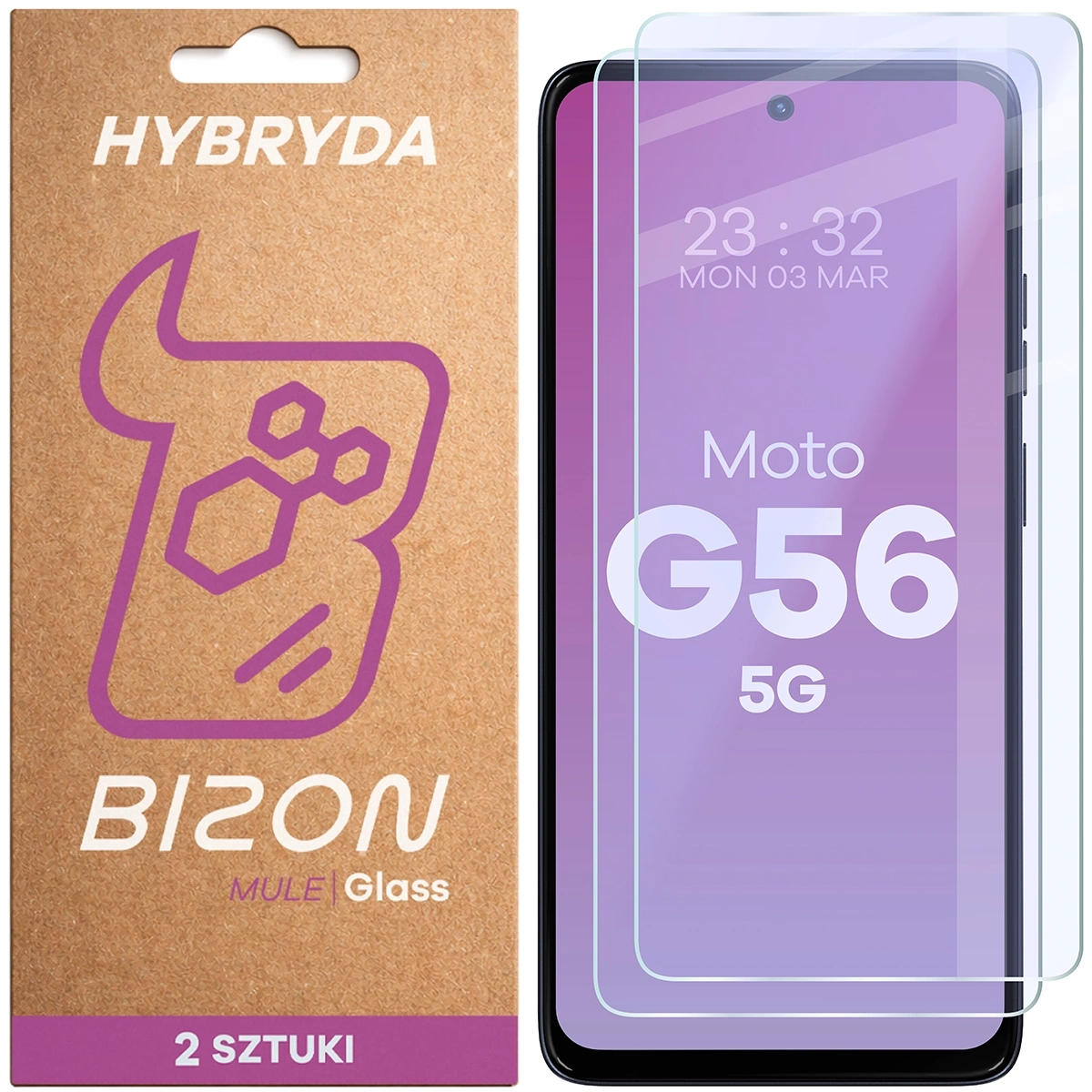 Szkło hybrydowe Bizon elastyczne Glass Mule Duo do Motorola Moto G56 5G 2 sztuki