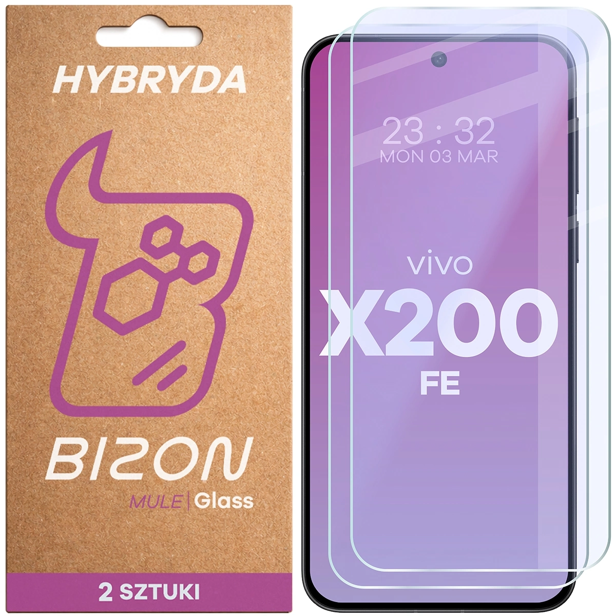 Szkło hybrydowe Bizon elastyczne Glass Mule Duo do Vivo X200 FE 2 sztuki