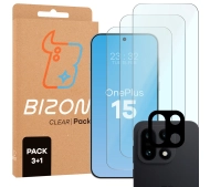 Bizon Szkło + szybka na aparat Glass Clear Pack do OnePlus 15 3 sztuki