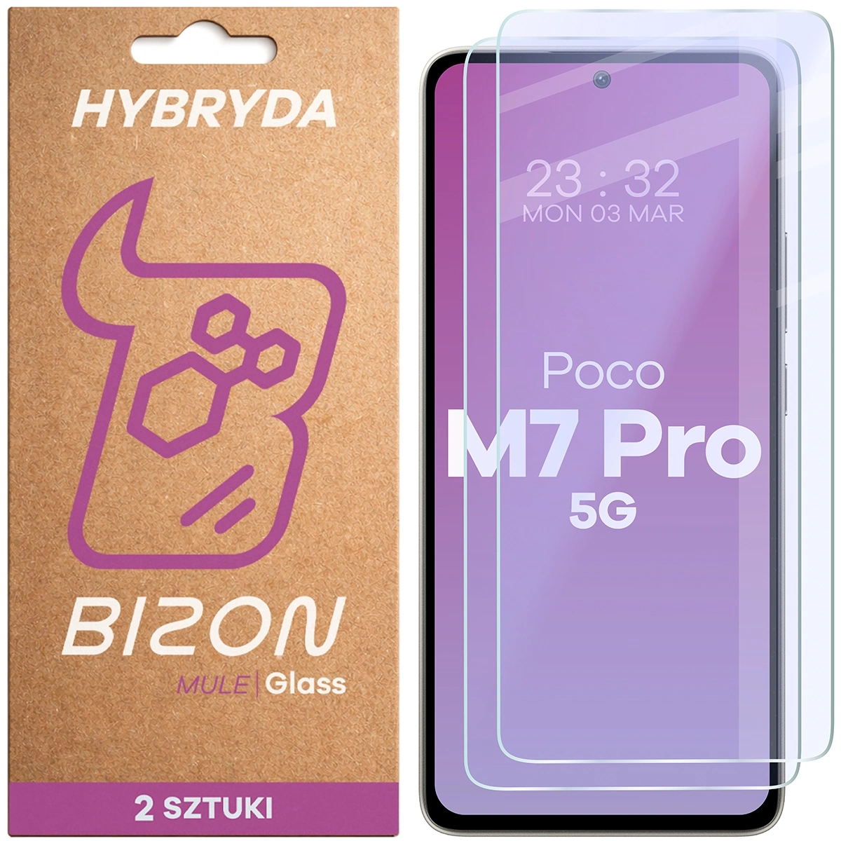 Szkło hybrydowe Bizon elastyczne Glass Mule Duo do Xiaomi Poco M7 Pro 5G 2 sztuki