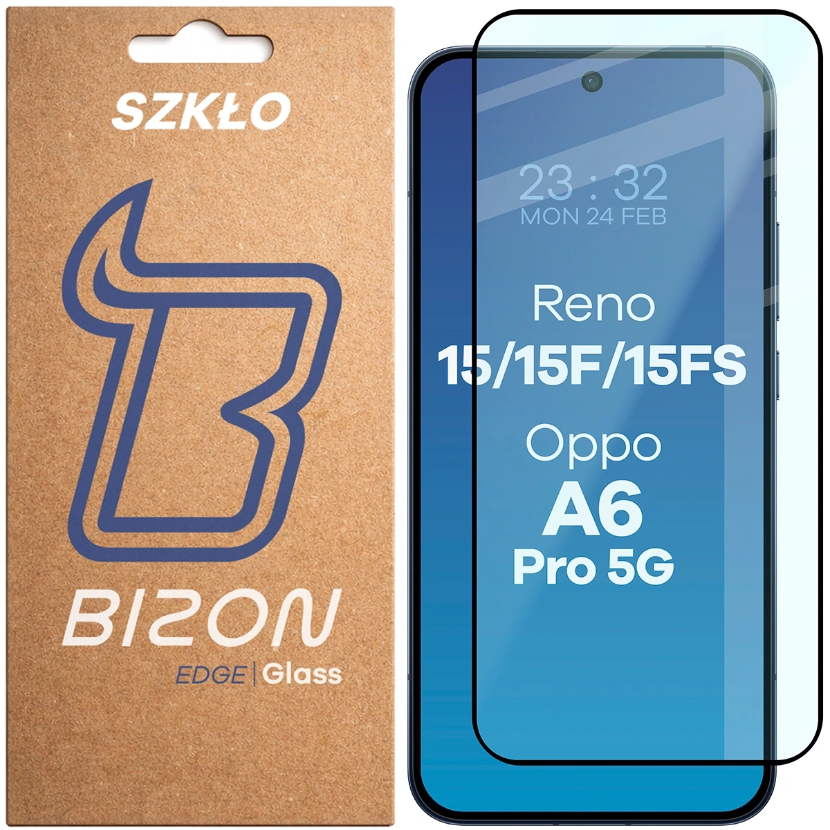 Szkło hartowane Bizon z ramką Glass Edge 2 do Oppo Reno 15/F/FS/Oppo A6 Pro 5G