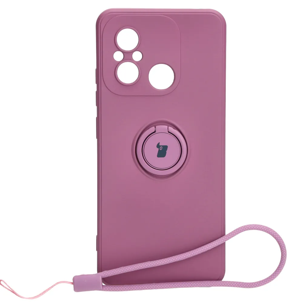 Etui Bizon Silicone Ring Sq do Xiaomi Redmi 12C Ciemnofioletowy