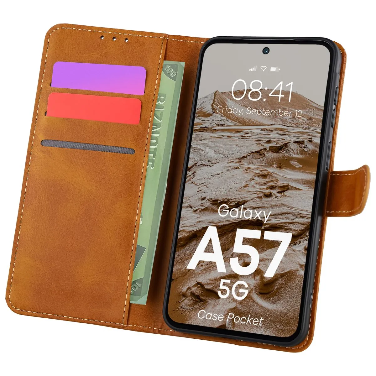 Etui Bizon Pocket do Galaxy A57 5G Brązowy