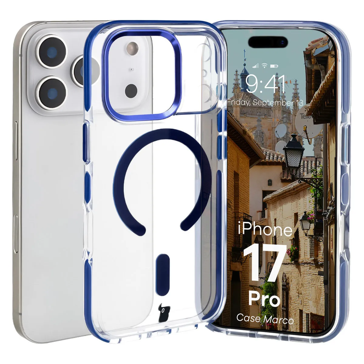 Etui Bizon Marco do iPhone 17 Pro Niebieski