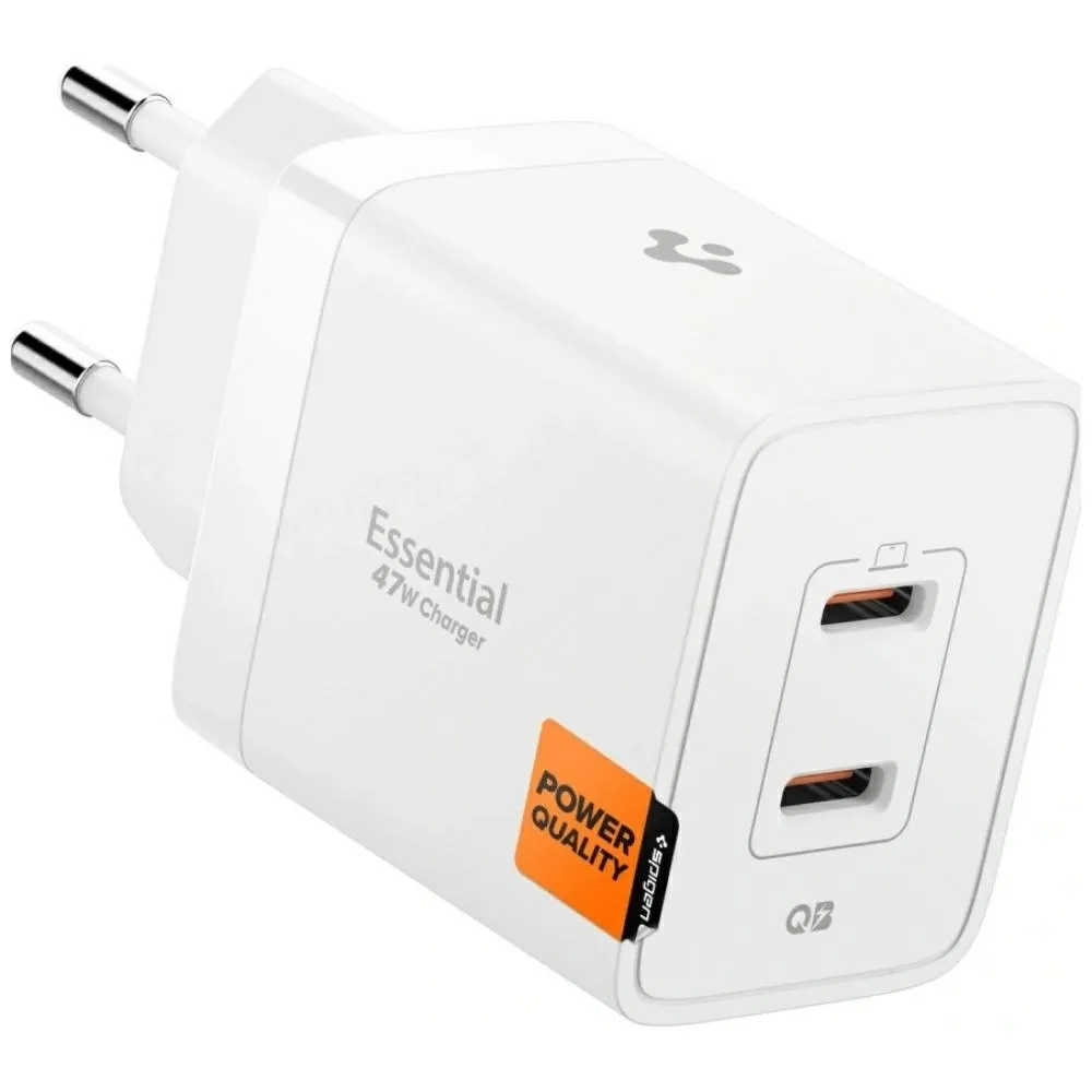 Ładowarka sieciowa Spigen Essential EE472EU 2x USB-C 47W Biały
