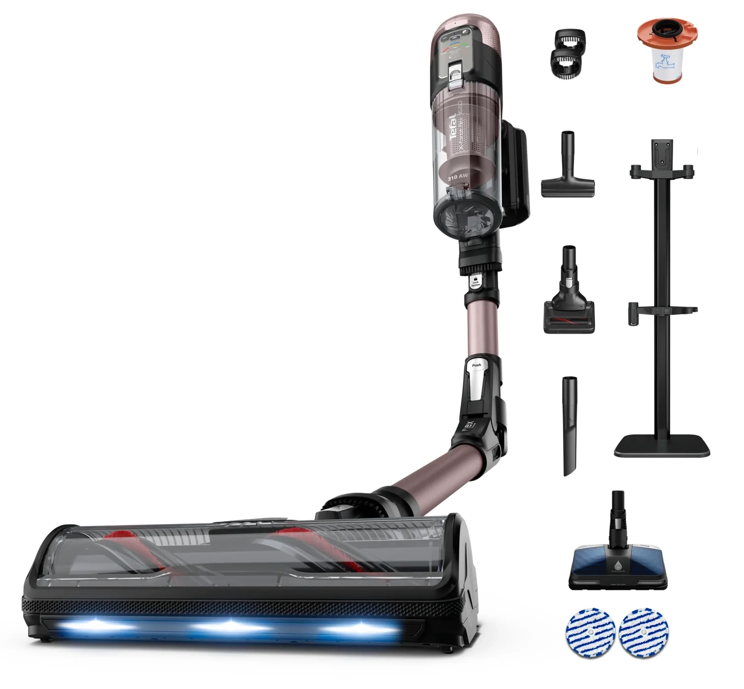 Tefal X-Force Flex 16.60 TY9CD9 120min Funkcja mycia Wymienny akumulator Mini elektroszczotka