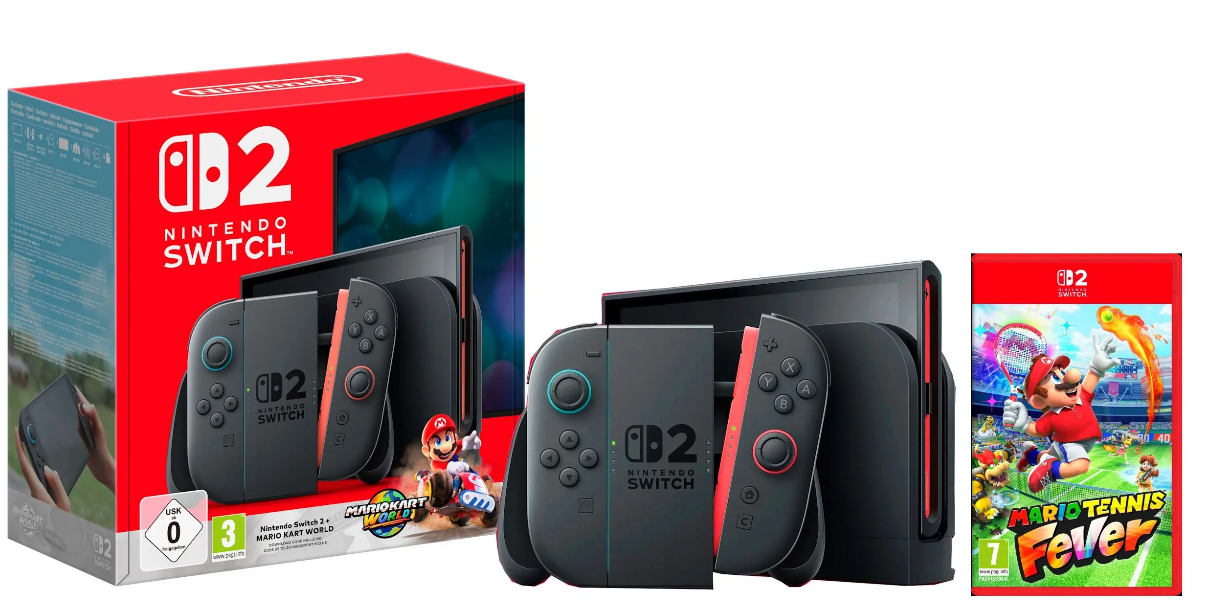 Konsola Nintendo Switch 2 Joy-Con Czarny + Mario Kart World + Mario Tennis Fever