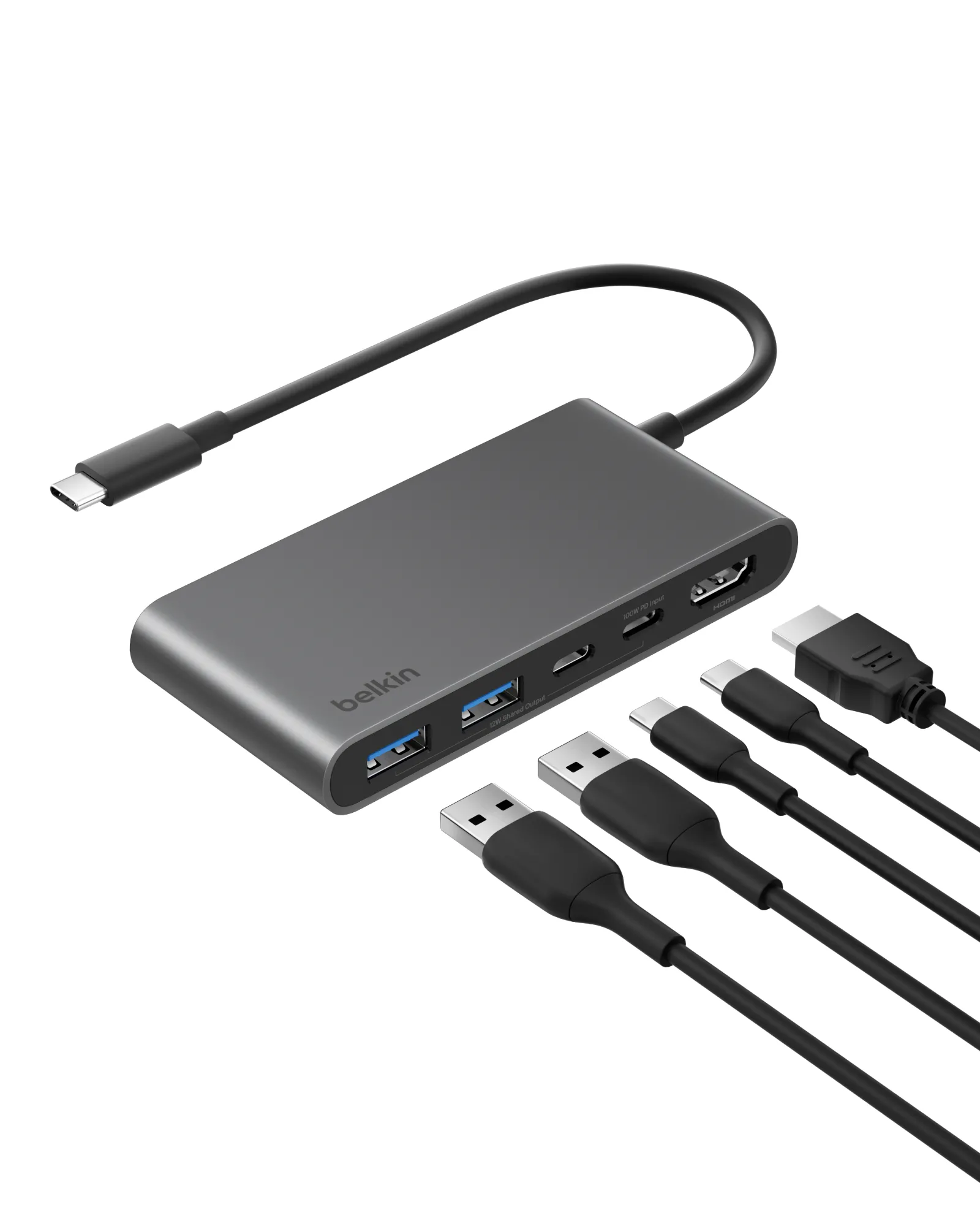 Hub USB Belkin AVC022HQSGY USB-C, 2 x USB-A, 2 x USB-C PD 100W HDMI 2.0 4K 5Gbps Szary
