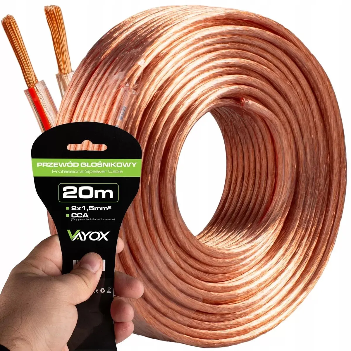 Kabel głośnikowy Vayox VA0222-20 2x1,5mm 20m