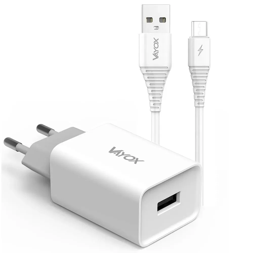 Ładowarka sieciowa Vayox VA0051M USB-A 2.1A Biały + kabel microUSB 1m
