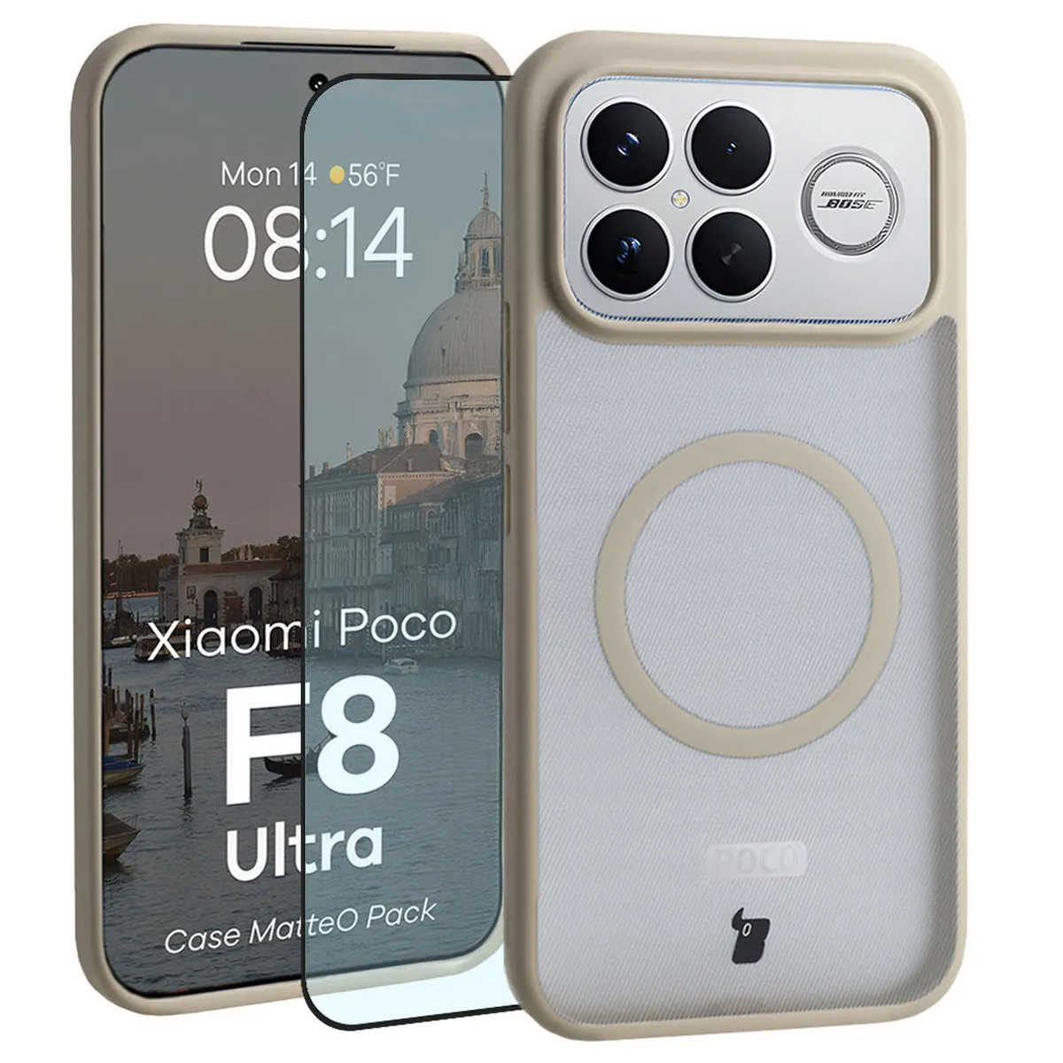 Szkło hartowane Bizon MatteO Pack do POCO F8 Ultra Beżowy