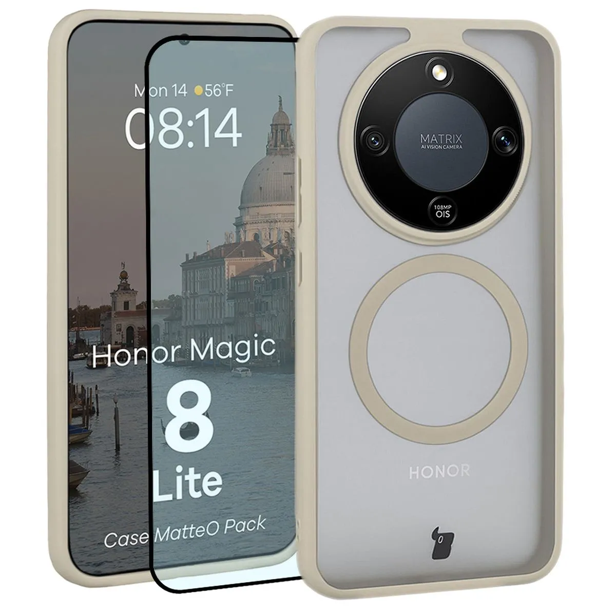 Szkło hartowane Bizon MatteO Pack do Honor Magic8 Lite Beżowy