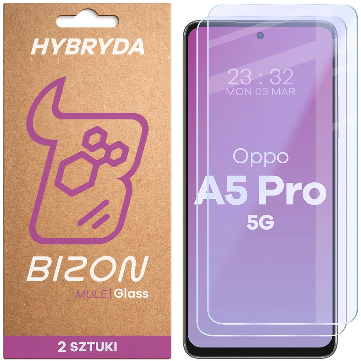 Szkło hybrydowe Bizon elastyczne Glass Mule Duo do Oppo A5 Pro 5G 2 sztuki