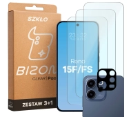 Bizon Szkło + szybka na aparat Glass Clear Pack do Oppo Reno 15 F / FS 3 sztuki