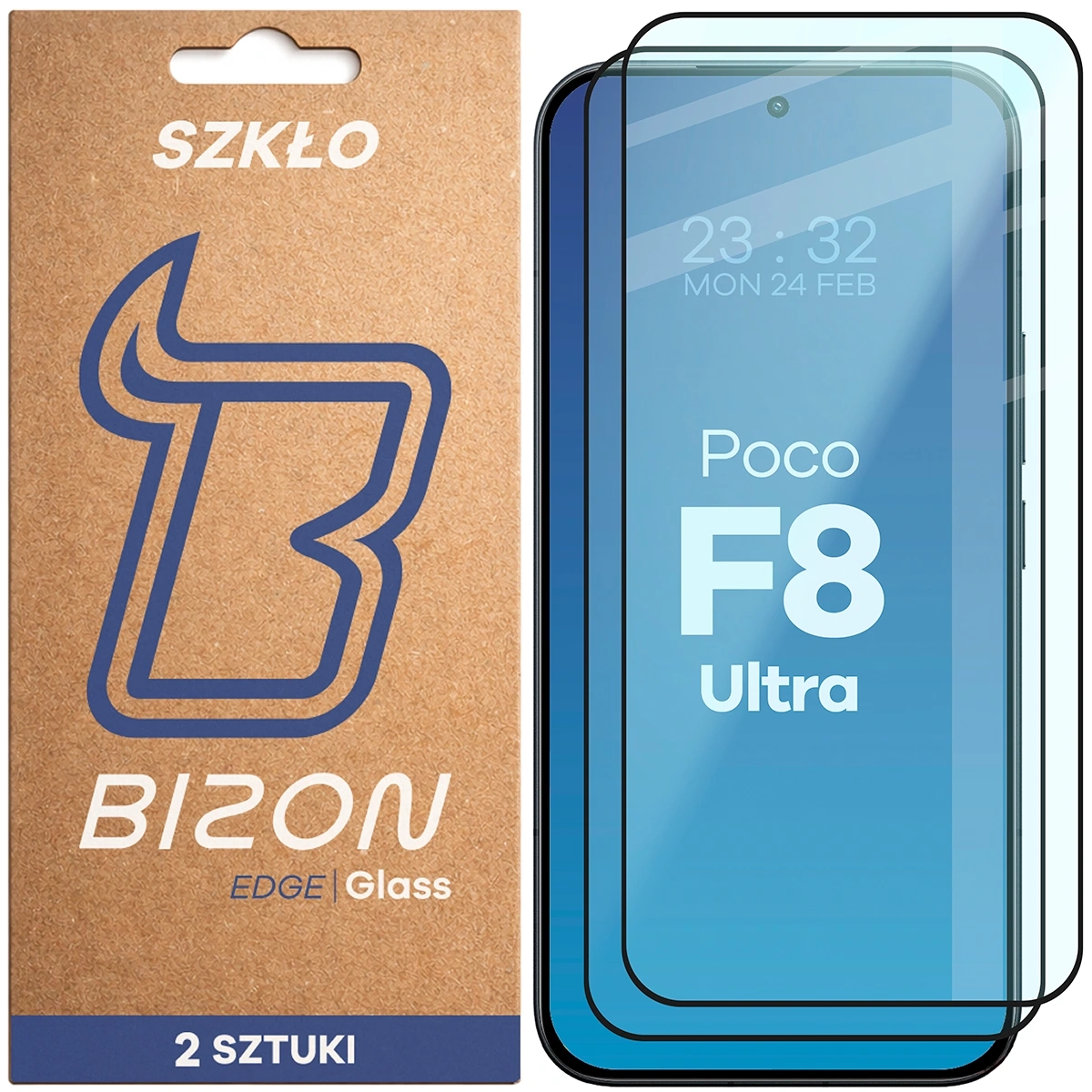 Szkło hartowane Bizon z ramką Glass Edge Duo do Xiaomi POCO F8 Ultra 2 sztuki