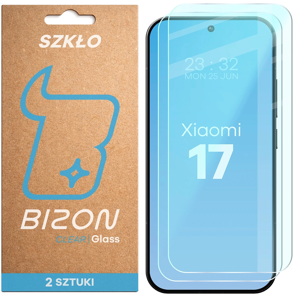 Szkło hartowane Bizon na ekran Glass Clear Duo do Xiaomi 17 2 sztuki