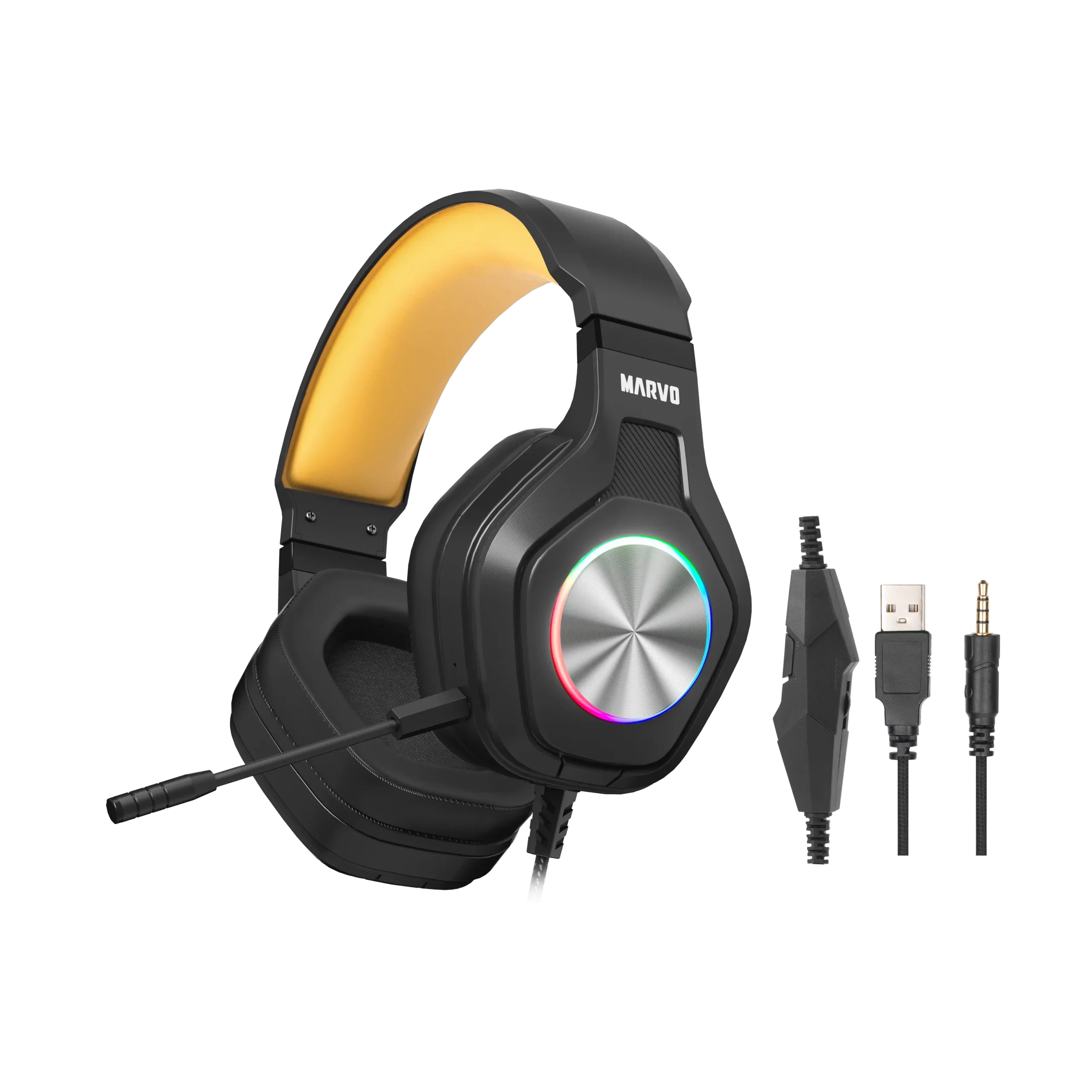 фото Наушники с микрофоном Marvo Pulz 80 Black/Yellow (HG9084) 1