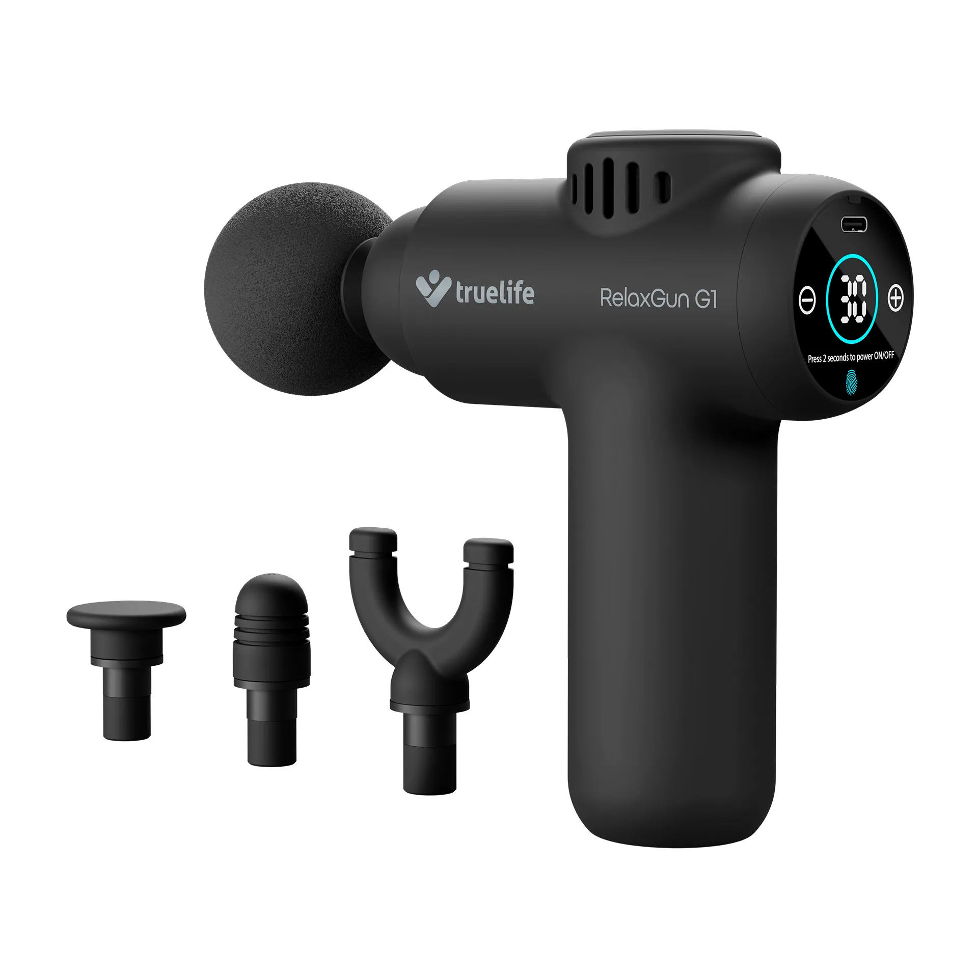 Pistolet do masażu TrueLife RelaxGun G1 4 nakładki 3200obr/min 3h