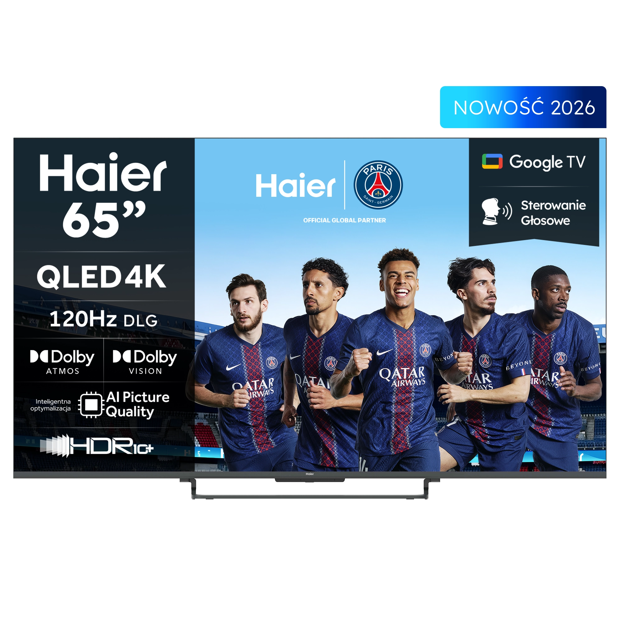 Haier H65S85GUX 65" QLED 4K GoogleTV Funkcje AI Dolby Vision Dolby Atmos HDMI 2.1 DVB-T2