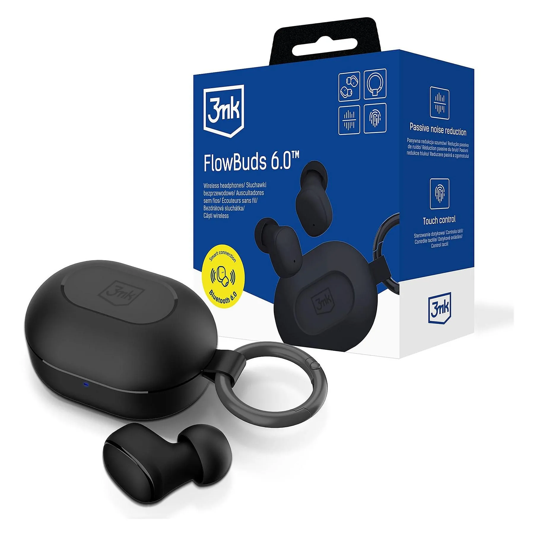 Słuchawki bezprzewodowe 3mk FlowBuds 6.0 Dokanałowe Bluetooth 6.0 Czarny