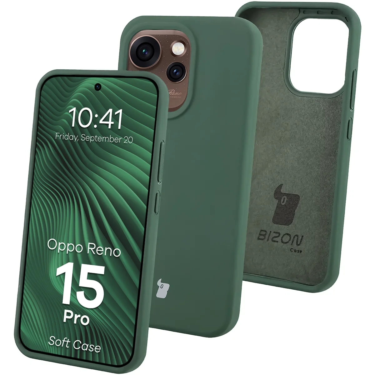 Etui Bizon Soft Case do Oppo Reno 15 Pro Ciemnozielony
