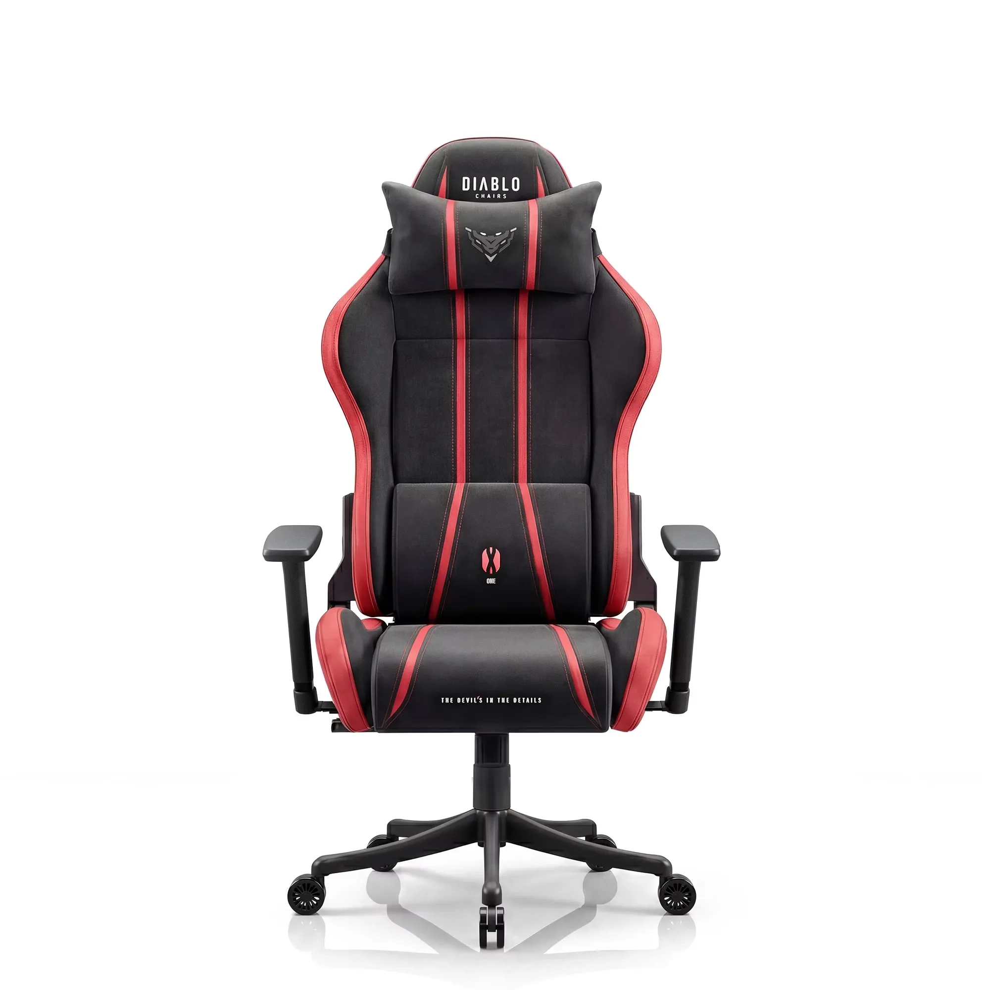 Fotel Diablo Chairs X-One 2.0 Normal Bloody Mery Gamingowy do 140kg Tkanina Czarno-Czerwony