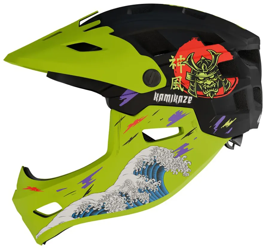 Kask Kamikaze RONIN Green Wave S Czarno-zielony