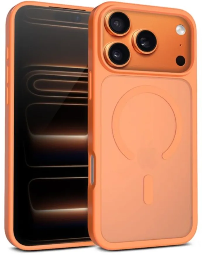 Etui Crong Hybrid Matte Magnetic MagSafe do iPhone 17 Pro Pomarańczowy